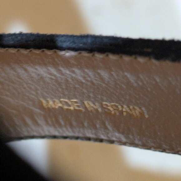 Stuart Weitzman Squarenudist Black Suede Heel Sandal With Ankle Strap Size 7 - Picture 12 of 14